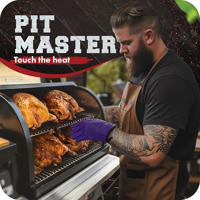 KITCHEN PERFECTION XL Silicone Smoker Oven Gloves -Extreme Heat Resistant BBQ - Image 3