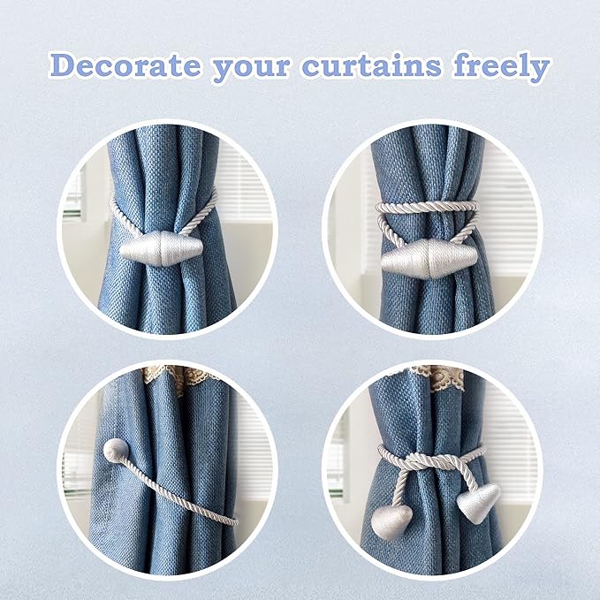 Hion Magnetic Curtain Tiebacks Golden 2pcs, Curtain Tiebacks Buckles Holdbacks - Image 4