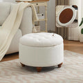 24Inch Round Storage Ottoman by WUTUTUEE