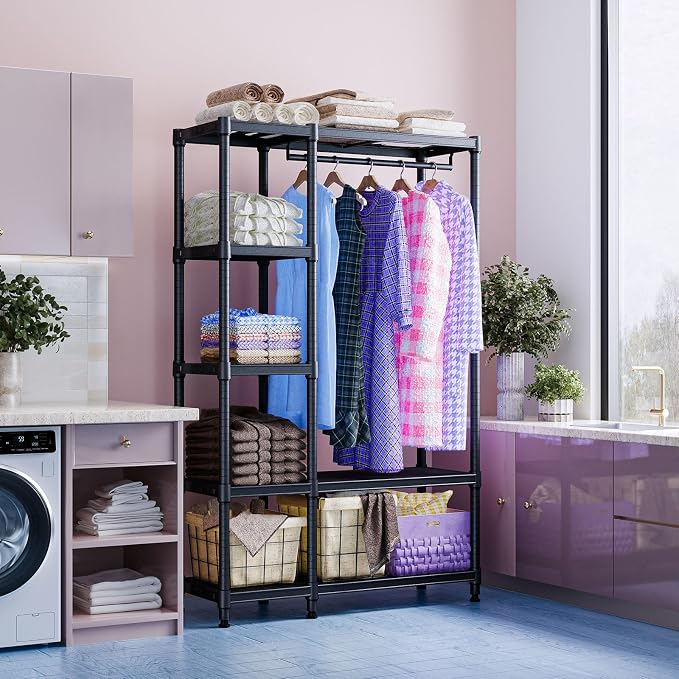 IZEUK Heavy Duty Rolling Garment Rack Wire Clothes Rack - Image 6