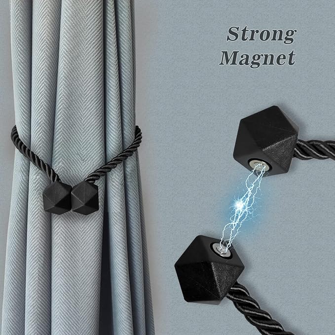Hion Magnetic Curtain Tiebacks Dark Brown 6 Pack, Curtain Tiebacks Buckles - Image 3