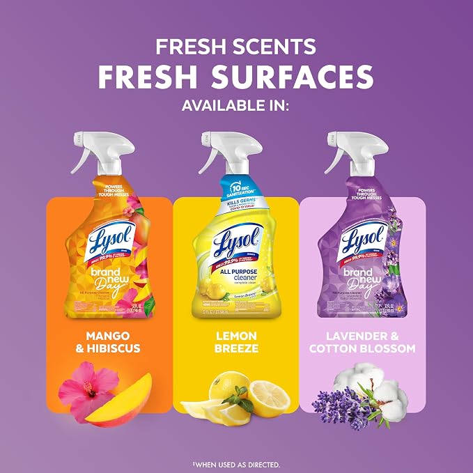 Lysol All Purpose Cleaner Spray, Kitchen & Bathroom Cleaner, Lavender & Cotton - Image 7
