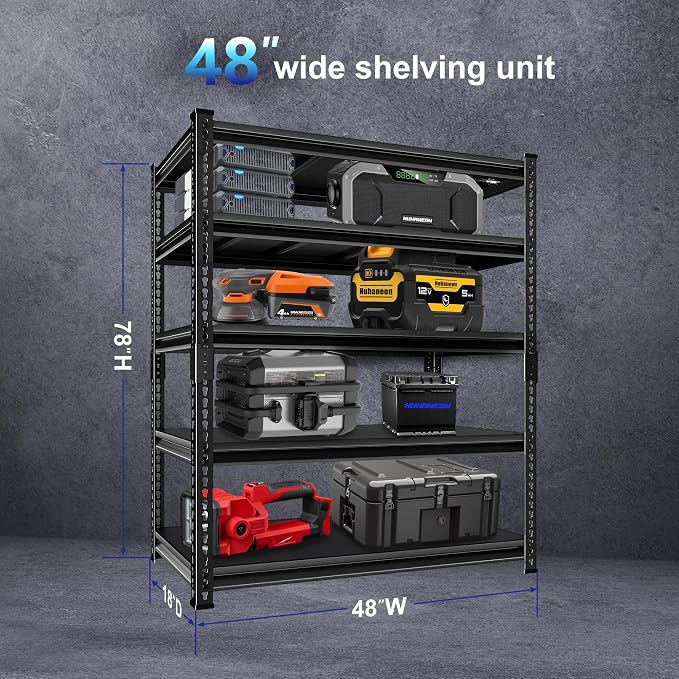Adjustable Garage Storage Shelves, Metal Industrial Utility Shelf - Image 2