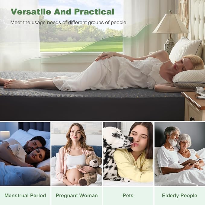 Waterproof Mattress Protector, Full Size Mattress Pad Fitted 6-15" Deep Pocket - Image 6