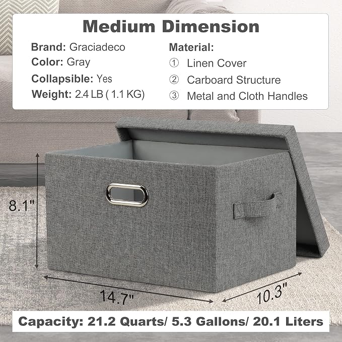 Medium 15" 21 Quart Collapsible Stackable Storage Bins - Image 2