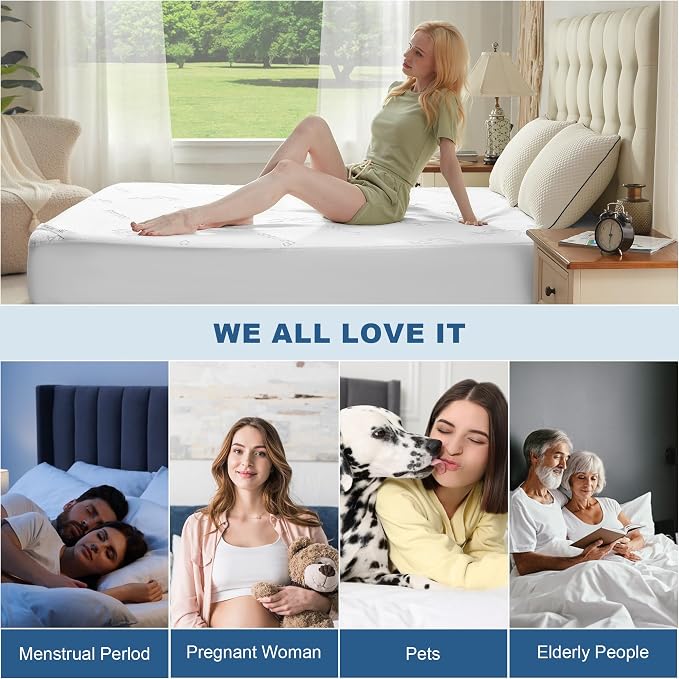 Waterproof Queen Size Mattress Protector, Mattress Pad Fitted 6"-18" Deep Pocket - Image 7