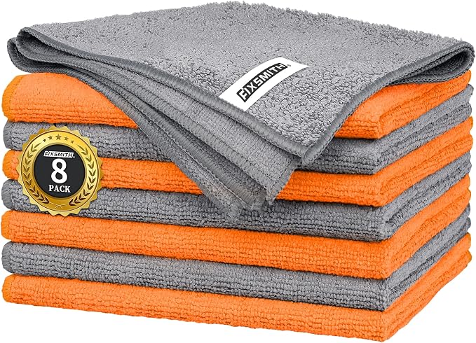 FIXSMITH Microfiber Cleaning Cloth -Pack of 8, Highly Absorbent Cleaning Rags by FIXSMITH