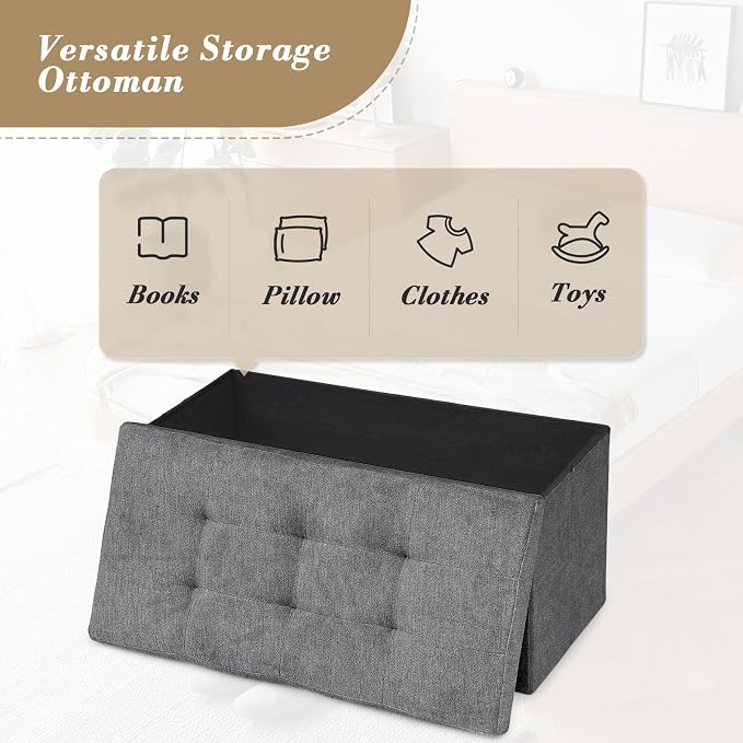Athena Collection 30" Storage Ottoman Bench Folding Bench - Image 5