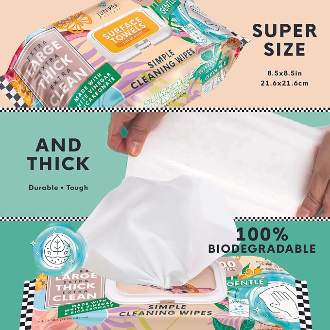 3 Packs Surface Cleaning Wipes Bleach Free, Thick & Large Dispose, All-Purpose - Image 3
