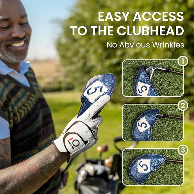 FINGER TEN Premium Synthetic Leather Stylish Iron & Wedge Golf Head Covers - Image 4