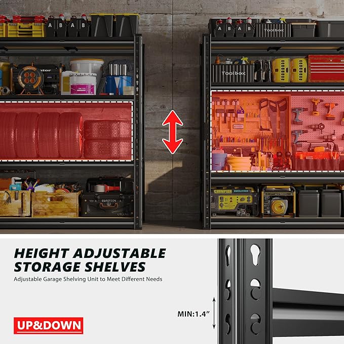 REIBII 48" W Garage Shelving Heavy Duty, 2000LBS Storage Shelves, 4 Tier - Image 5