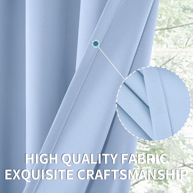 BGment Baby Blue Room Darkening Curtains - Image 4