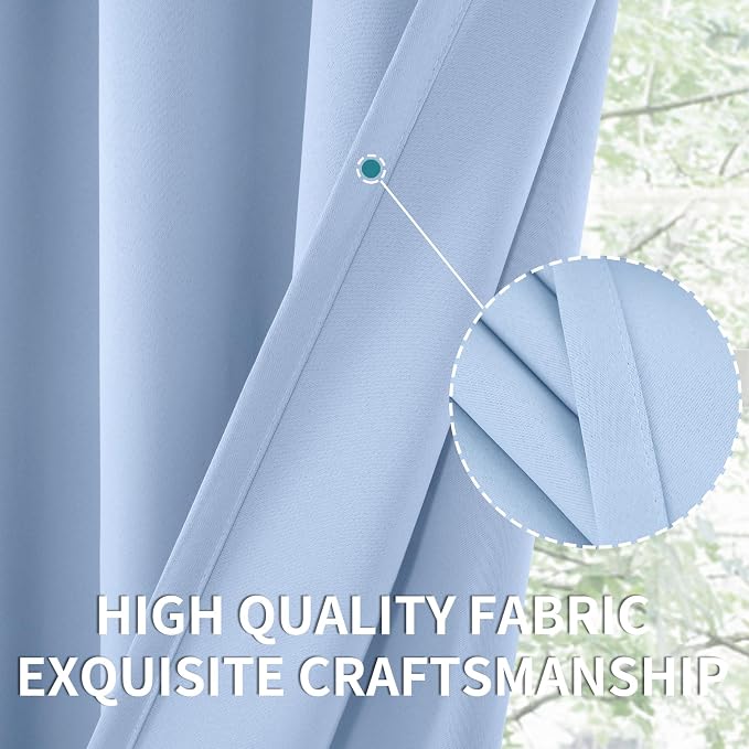 BGment Baby Blue Room Darkening Curtains - Image 6