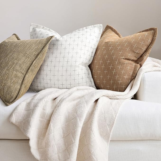 ZWJD Throw Pillow Pillow Covers 26x26 Set of 2 Soft Polyester Textured Pillow - Image 4