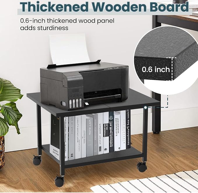 Printer Stand with Storage Under Desk Shelf, Desktop Printer Stand Organizer - Image 5