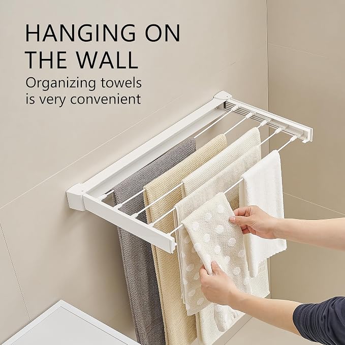 JOOM Laundry Drying Rack Collapsible, Wall Mounted Drying Rack, Clothes Drying - Image 5