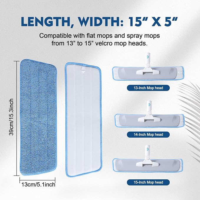 3 Pack Microfiber Mop Pads, Mop Replacement Pads Refills Floor Spray Mop Pads - Image 3