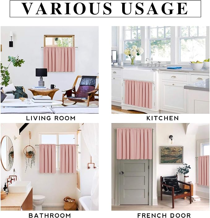 RYB HOME Blackout Curtains for Kitchen, Small Window Curtains Blinds, Thermal - Image 5