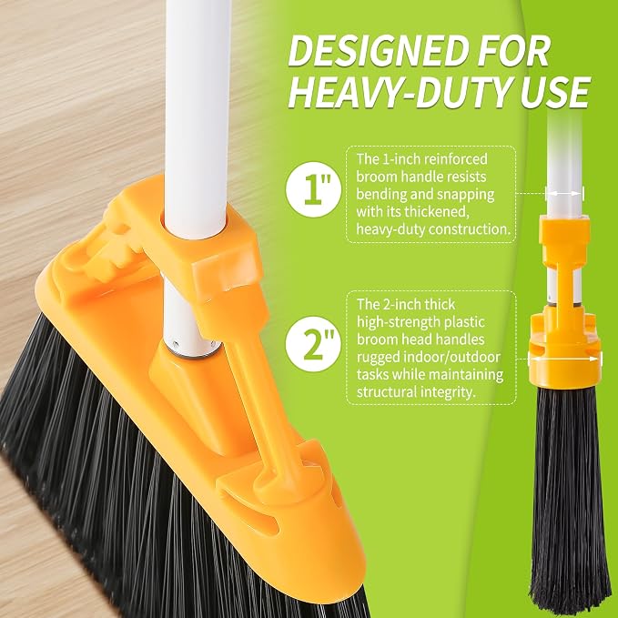 Outdoor Broom with 54'' Long Handle, Heavy Duty Broom - Image 5