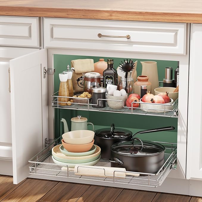 LOVMOR 2 Tier 31½"W x 21½"D, Individual Pull Organizer Kitchen Cabinet Storage - Image 5