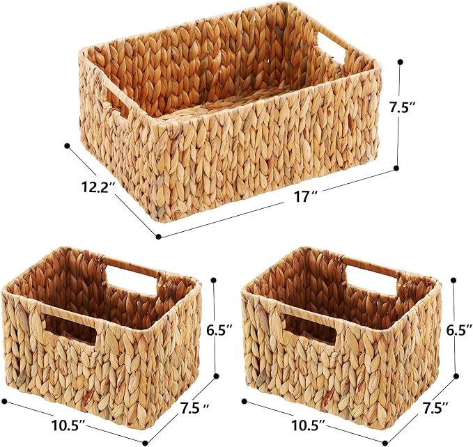 HOONEX Water Hyacinth Storage Baskets, Wicker Baskets - Image 3