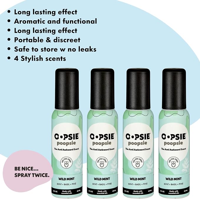 OOPSIE POOPSIE - Wild Mint - Before & After You Go Toilet Spray 2oz - Portable - Image 4