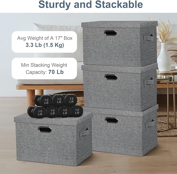 Large 17" 36 Quart Collapsible Stackable Storage Bins - Image 3