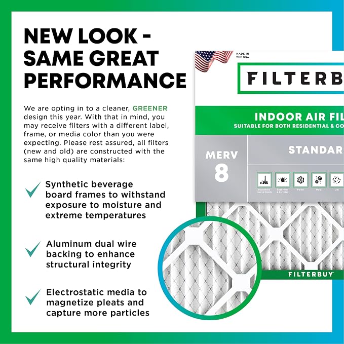 Filterbuy 18x25x1 Air Filter MERV 8 Dust Defense Replacement, Electrostatic - Image 3