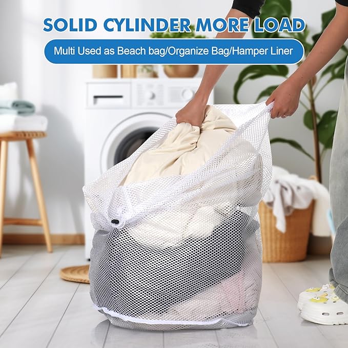 3Pcs Mesh Laundry Bags Washing Machine Mesh Wash Bags Jumbo - Image 2