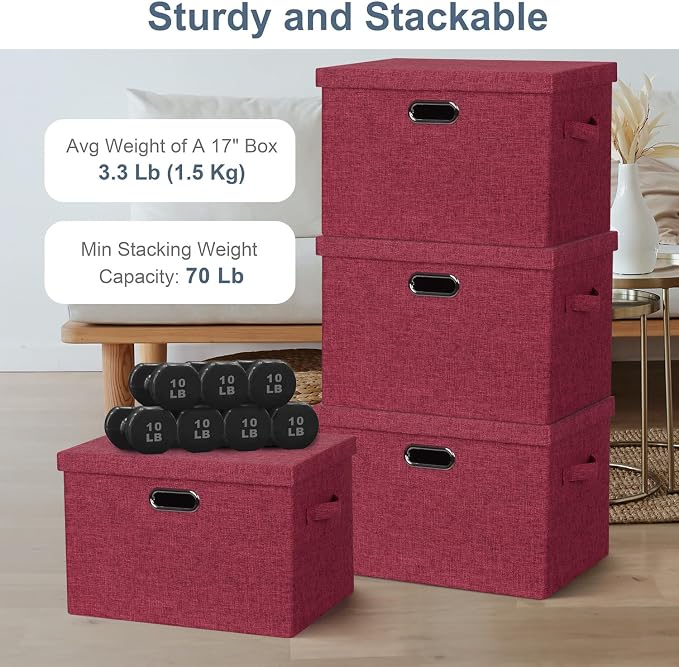 Large 17" 36 Quart Collapsible Stackable Storage Bins - Image 3