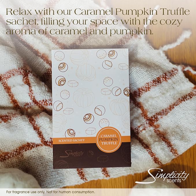 Floral Simplicity Caramel Pumpkin Truffle Scented Sachets Pack of 6, Fall & - Image 4