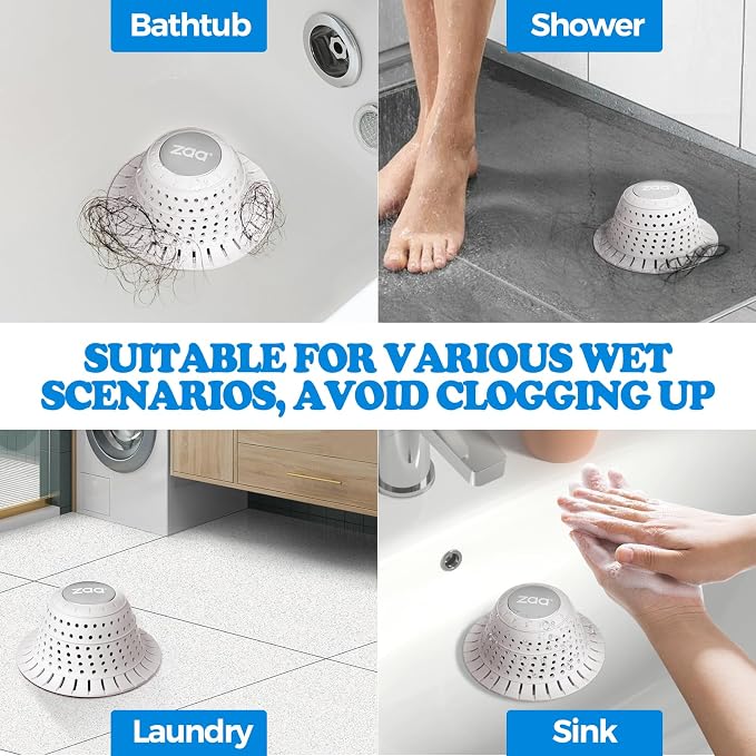 zaa Bathtub Drain Hair Catcher, Silicone Collapsible 1 Pack Drain Protector - Image 2