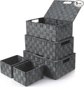 Storage Bins with Lids, Woven Storage Box Organizer Containers Decorative by Uvellgift