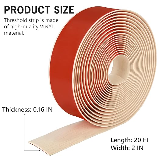 20Ft Floor Transition Strip Self Adhesive Vinyl Cover Floor Strip Flat Divider - Image 2