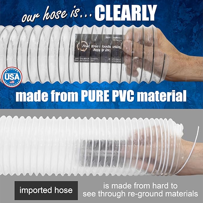 2-1/2" x 20' PVC Dust Collection Hose, Puncture Resistant, Carbon Steel Wire - Image 3