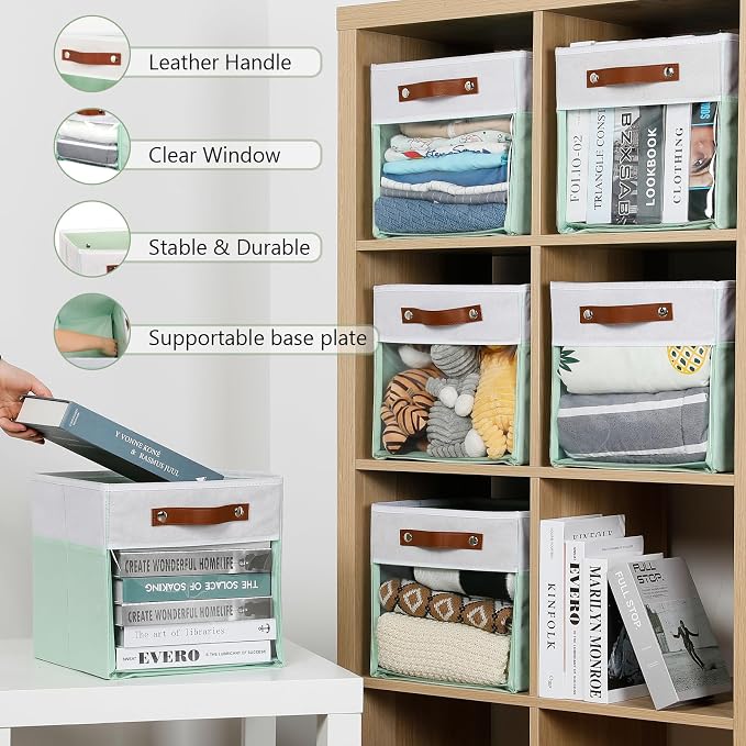 HNZIGE Clear Storage Cubes Bins 11 x 11, Fabric Storage Cube Bins - Image 7