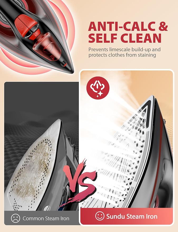Burst steam Iron for Clothes, Automatic Shutoff, Light Weight, 1500W Iron - Image 5
