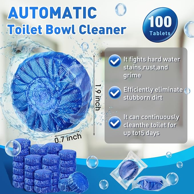 Qualirey 100 Pack Automatic Toilet Cleaner Tablets Toilet Bowl Long Lasting - Image 2