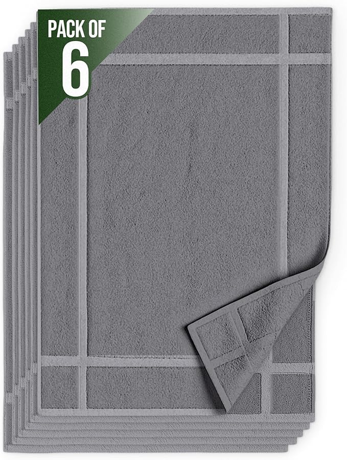 Pearl Linens Pack of 6 Washable Cotton Bath Mat 18x25 by PearlLinens