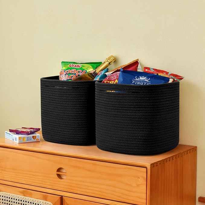 3 Pack Storage Cubes 11 Inch Cotton Rope Woven Baskets - Image 6