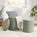 Boucle Round Ottoman with Storage Set of 2, Small Foot Stool Ottoman by RoyalWindsor