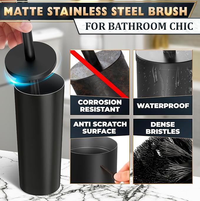 Black Toilet Brush and Holder Set - Image 3