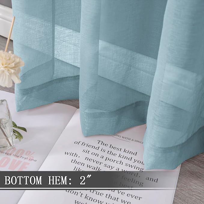Tollpiz Sheer Tier Curtain Linen Textured Half Kitchen Curtains Sheer Light - Image 3