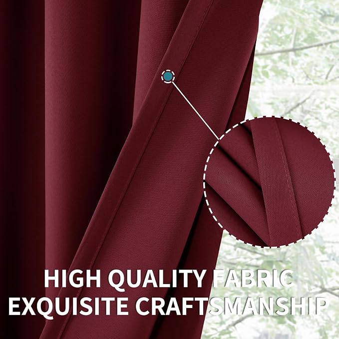 BGment Burgundy Blackout Curtains 36 Inches Long - Image 6