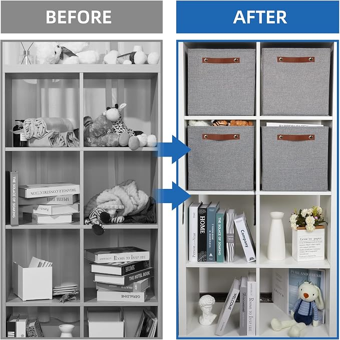 Temary 12x12 Storage Cube Bins 4 Pack Fabric Storage Cubes Storage Bins - Image 6