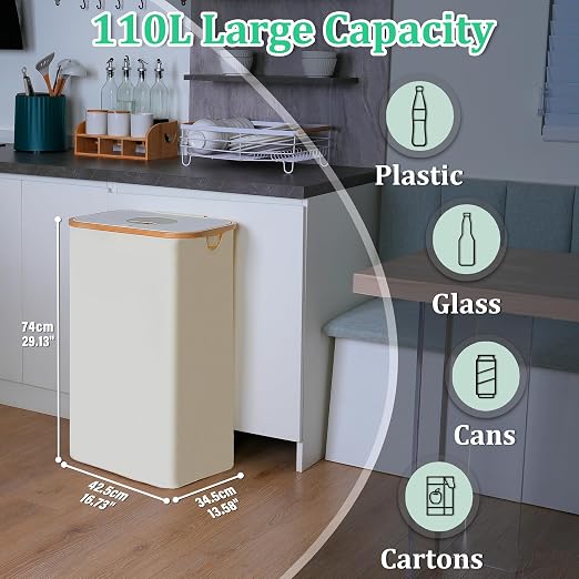 29 Gallons Recycling Bins for Kitchen, Indoor Recycle Bins - Image 3