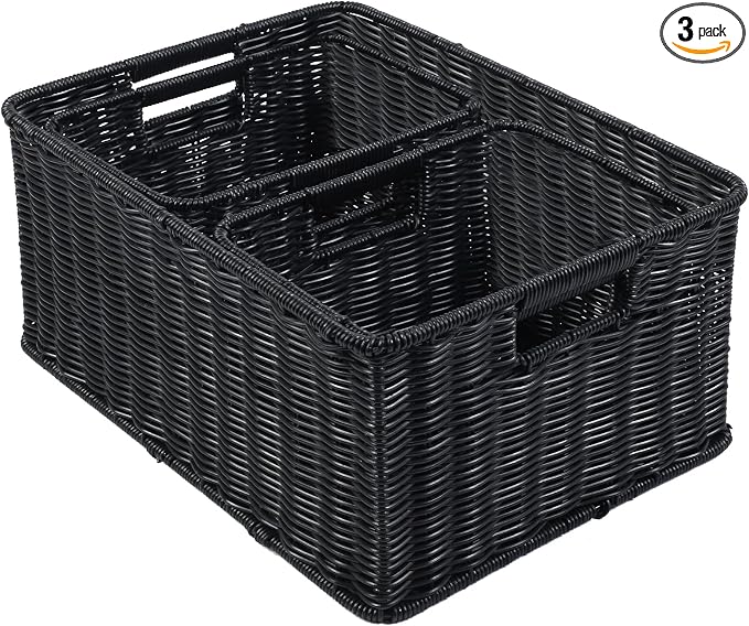 HOONEX Large Wicker Baskets for Storage, Woven Plastic by HOONEX
