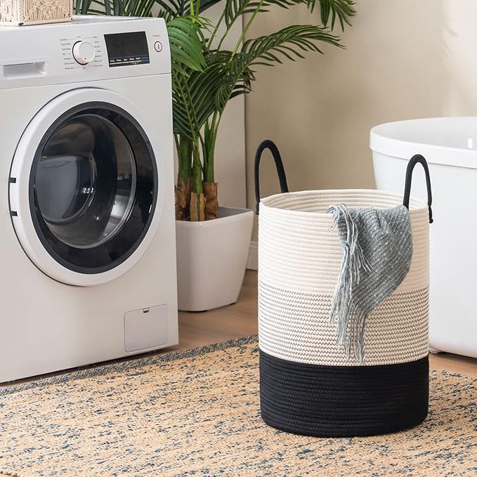YOUDENOVA Woven Rope Laundry Hamper Basket, 72L Tall Laundry Basket, Baby - Image 7