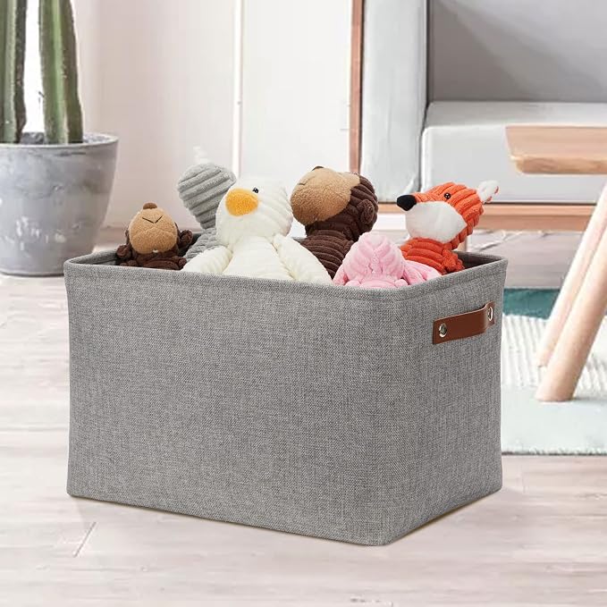 DULLEMELO Storage Baskets Large 16"x12"x12" Tall Rectangular Baskets Fabric - Image 5