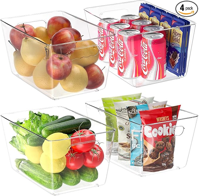 BALEINE Clear Plastic Storage Bins, Pantry Organization, BPA Free Stackable by BALEINE